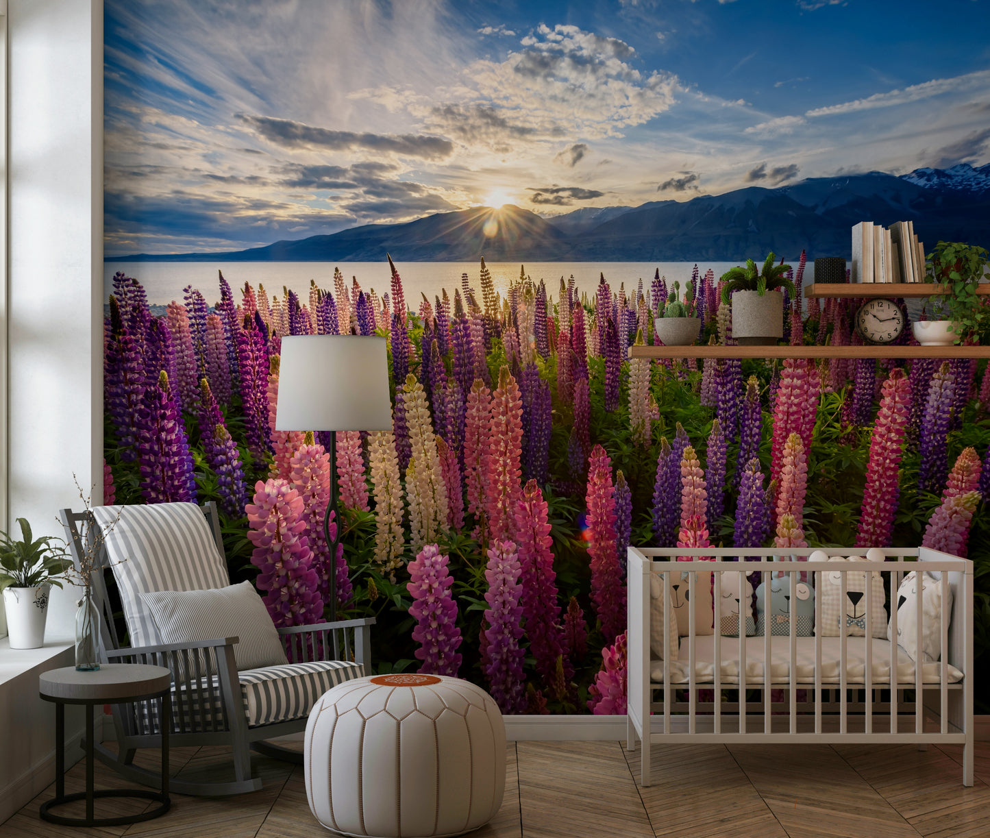 Floral Lake Dawn Wall Mural -2306485