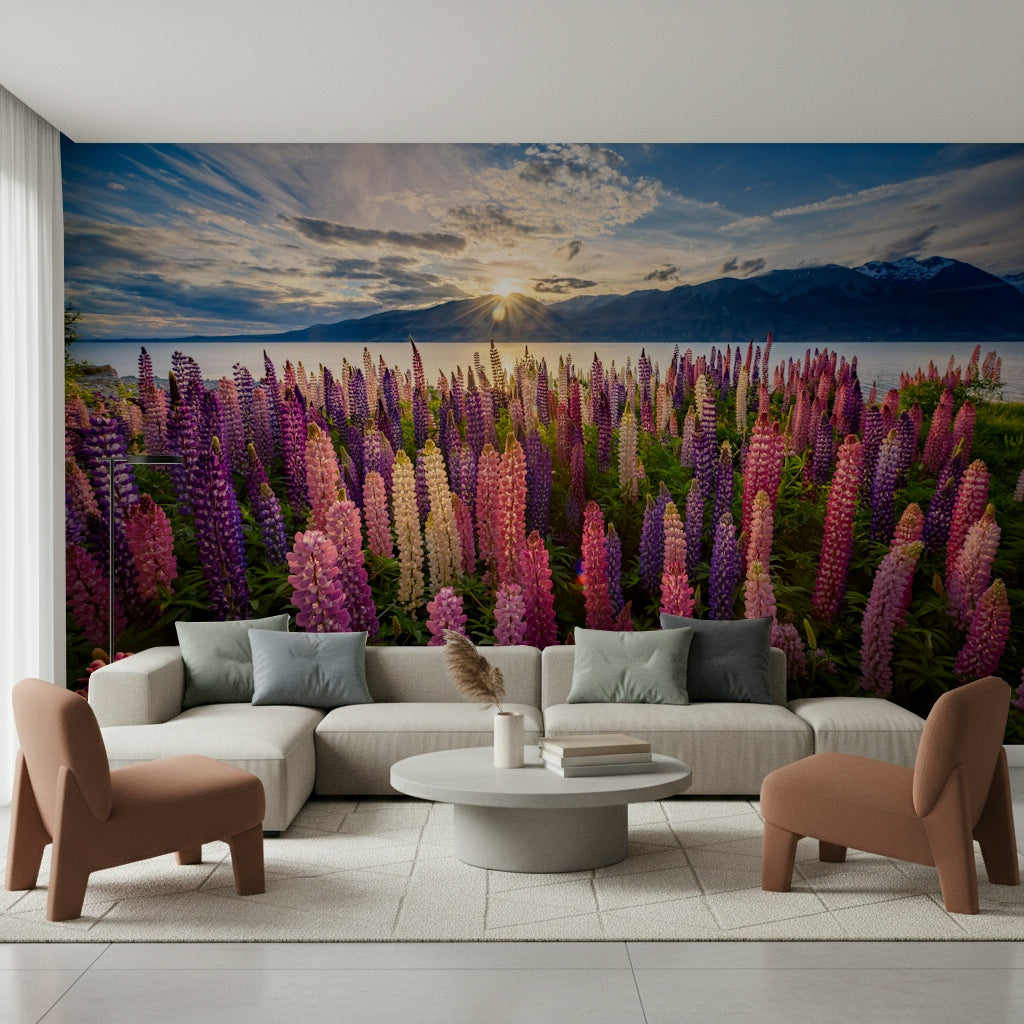 Floral Lake Dawn Wall Mural -2306485
