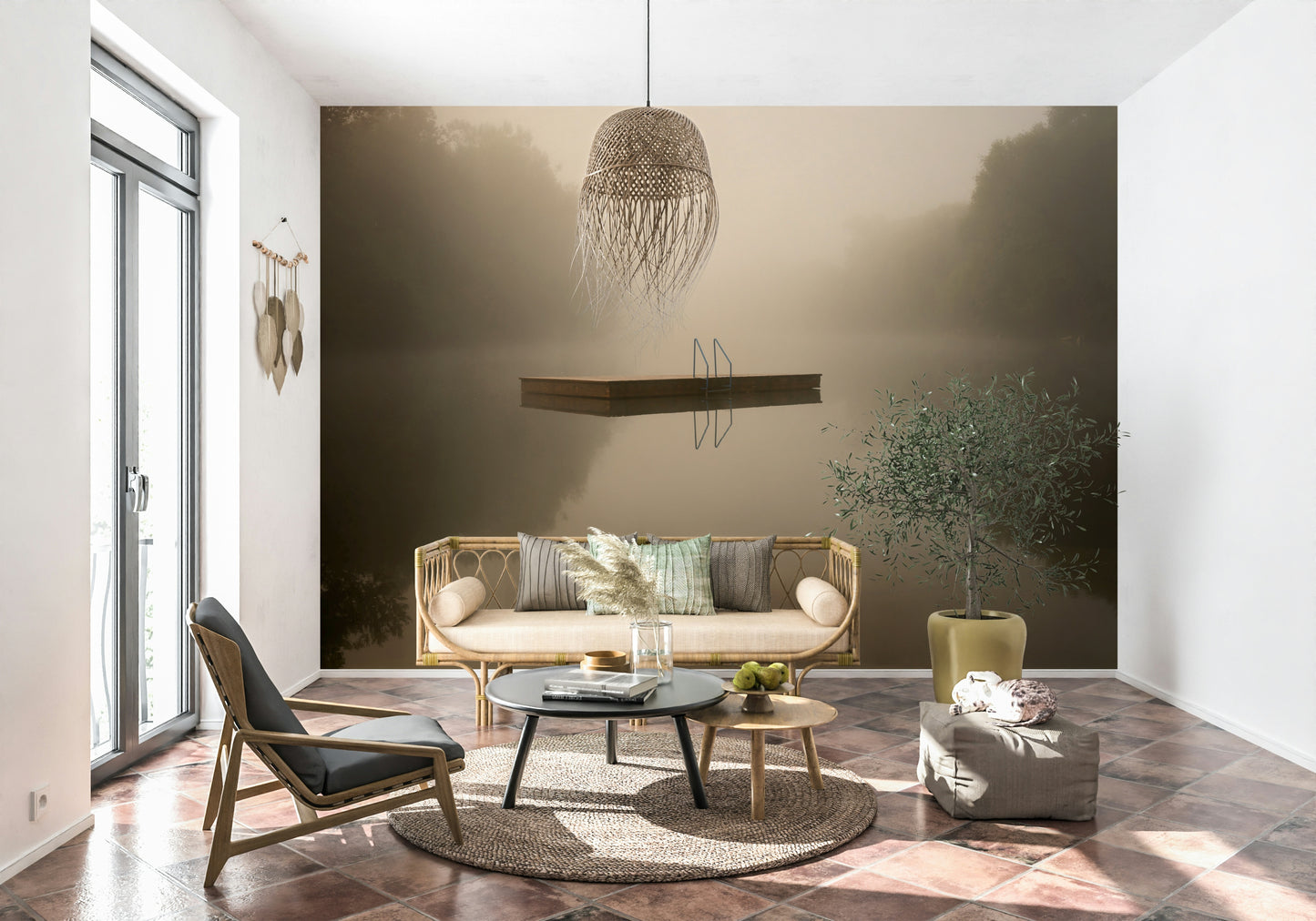 Misty Lake Retreat Wall Mural -2130139