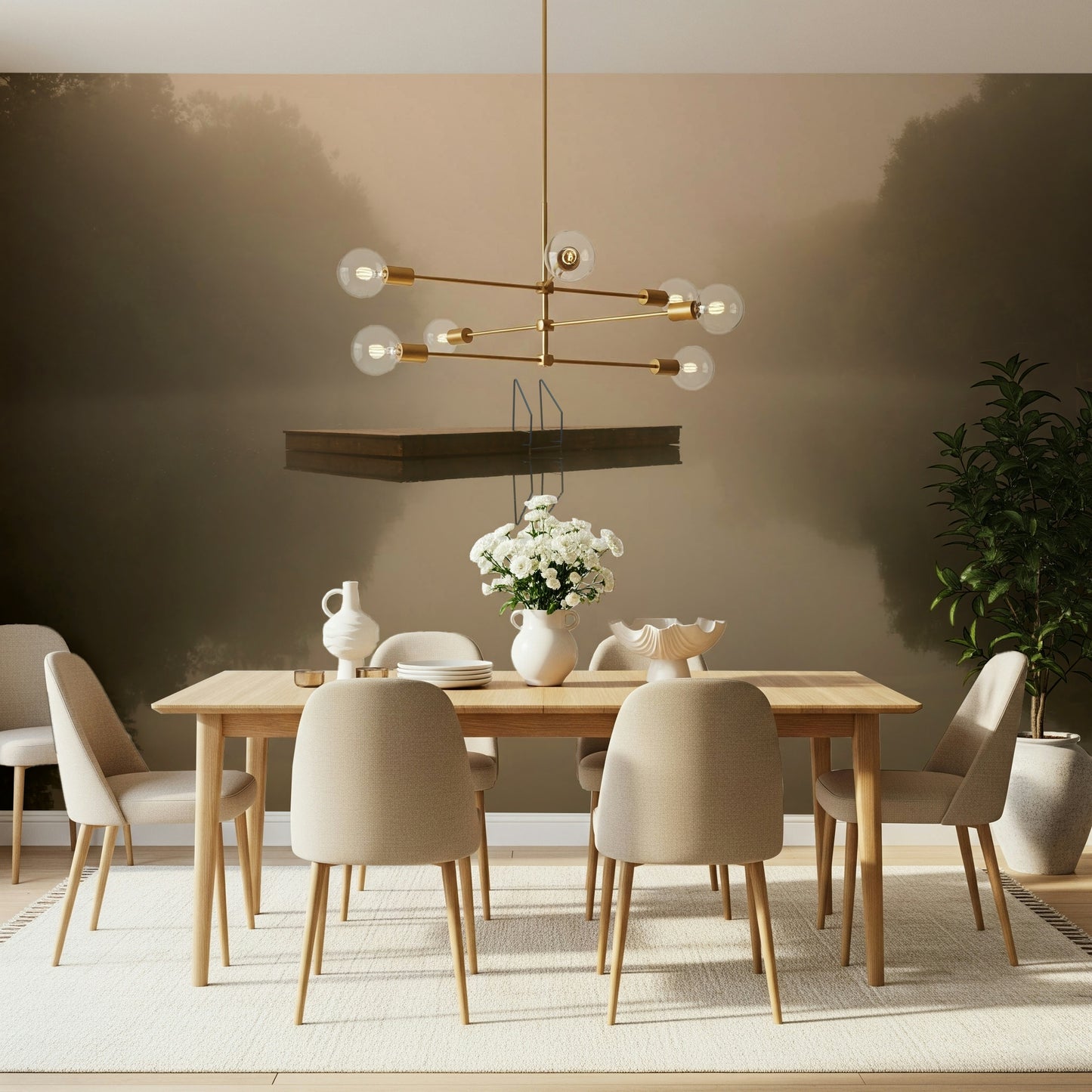 Misty Lake Retreat Wall Mural -2130139