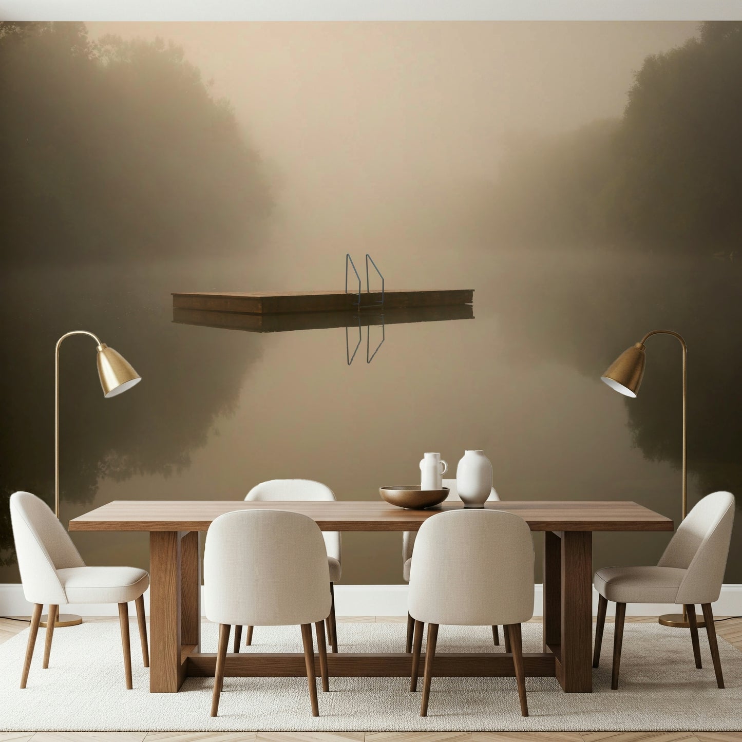 Misty Lake Retreat Wall Mural -2130139
