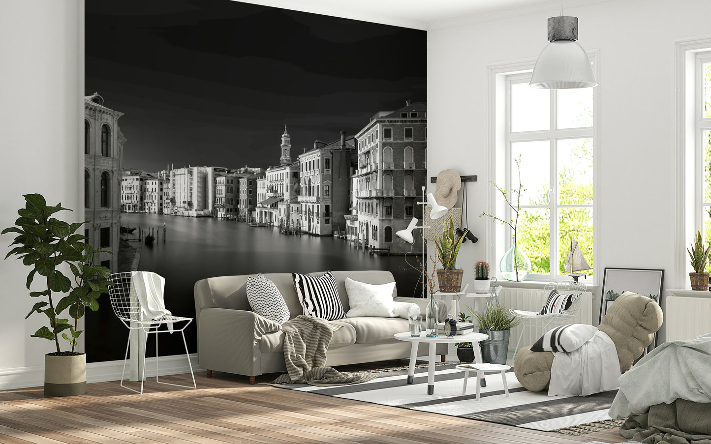 Venetian Echoes: Monochrome Serenity Wall Mural -2318750