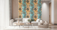 Stylish wallpaper showcasing boho patterns in muted, earthy colors for modern interiors.