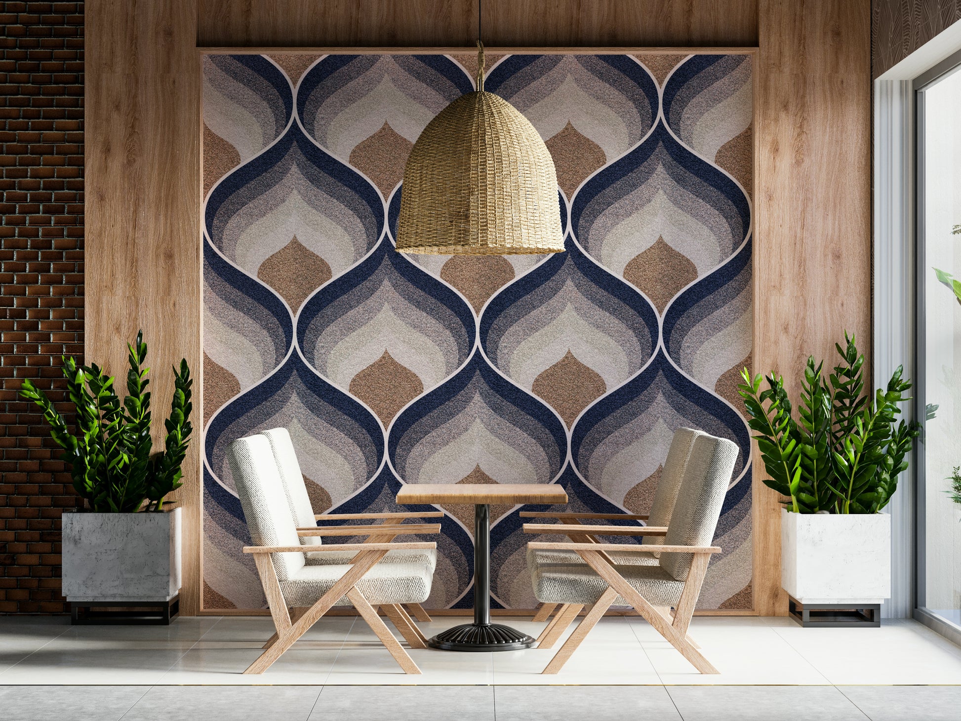 Wall mural with layered textures and abstract shapes for a sophisticated interior look.