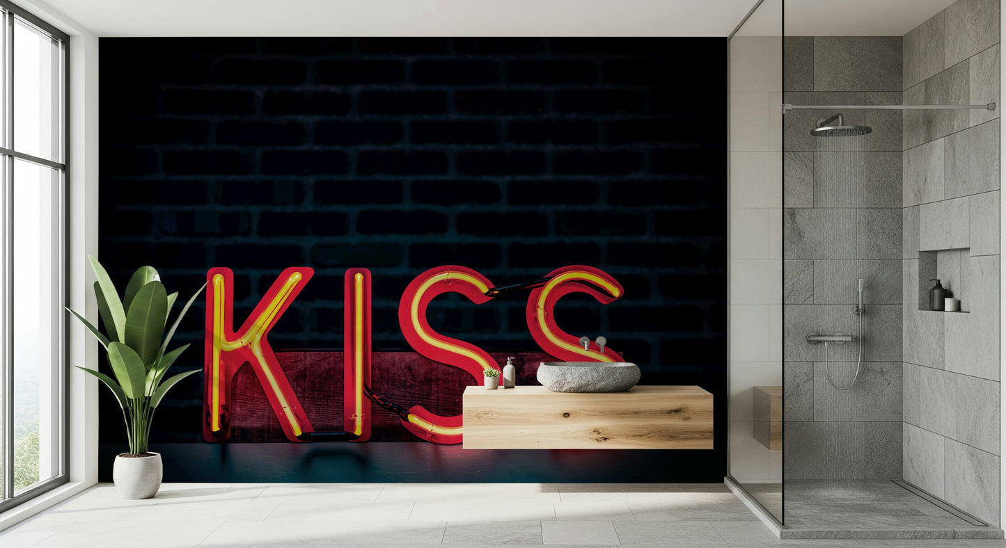Neon Kiss Wall Mural -2226249