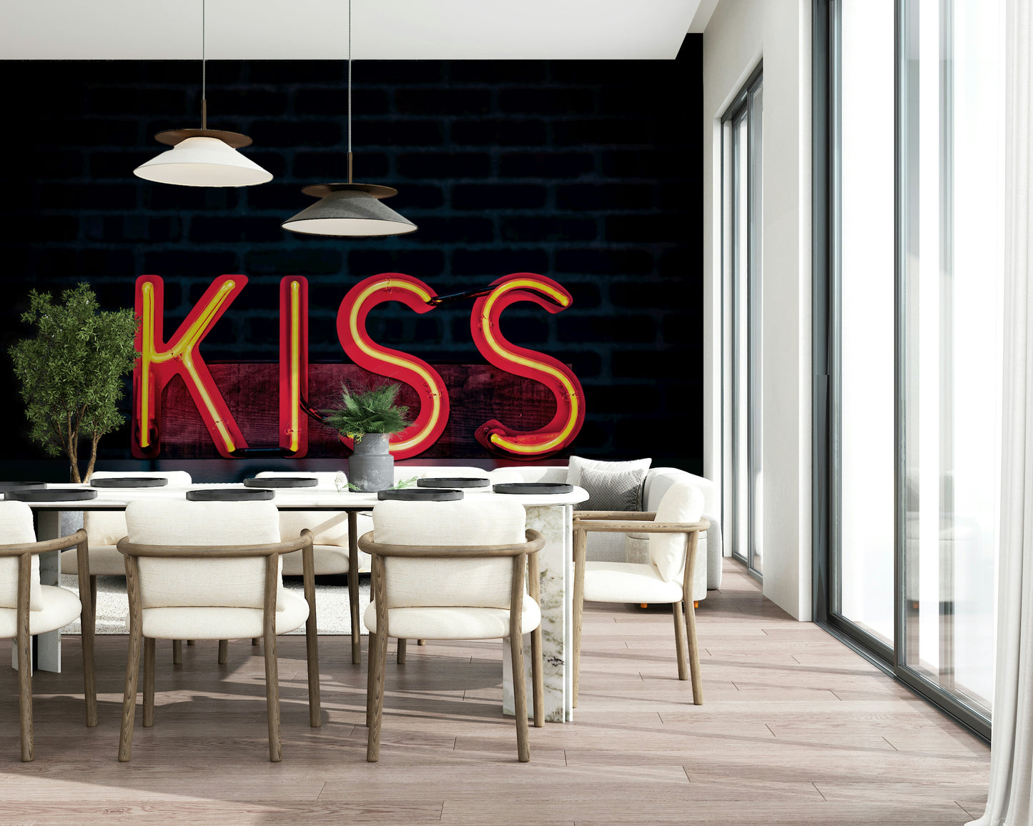 Neon Kiss Wall Mural -2226249