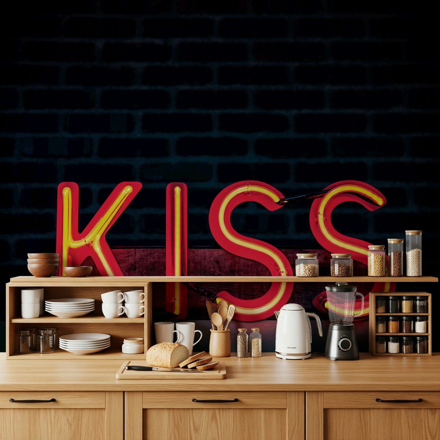 Neon Kiss Wall Mural -2226249