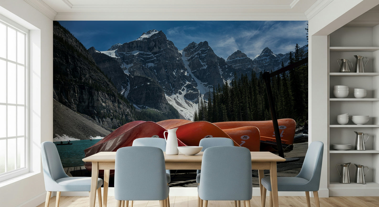 Moraine Lake Canoes Wall Mural -2321250