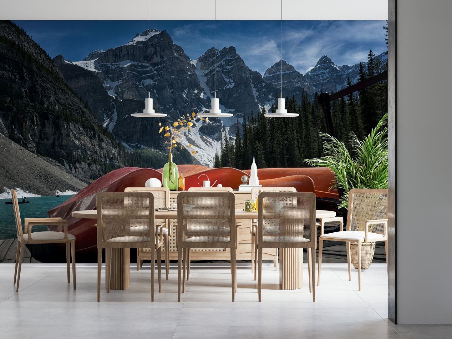 Moraine Lake Canoes Wall Mural -2321250