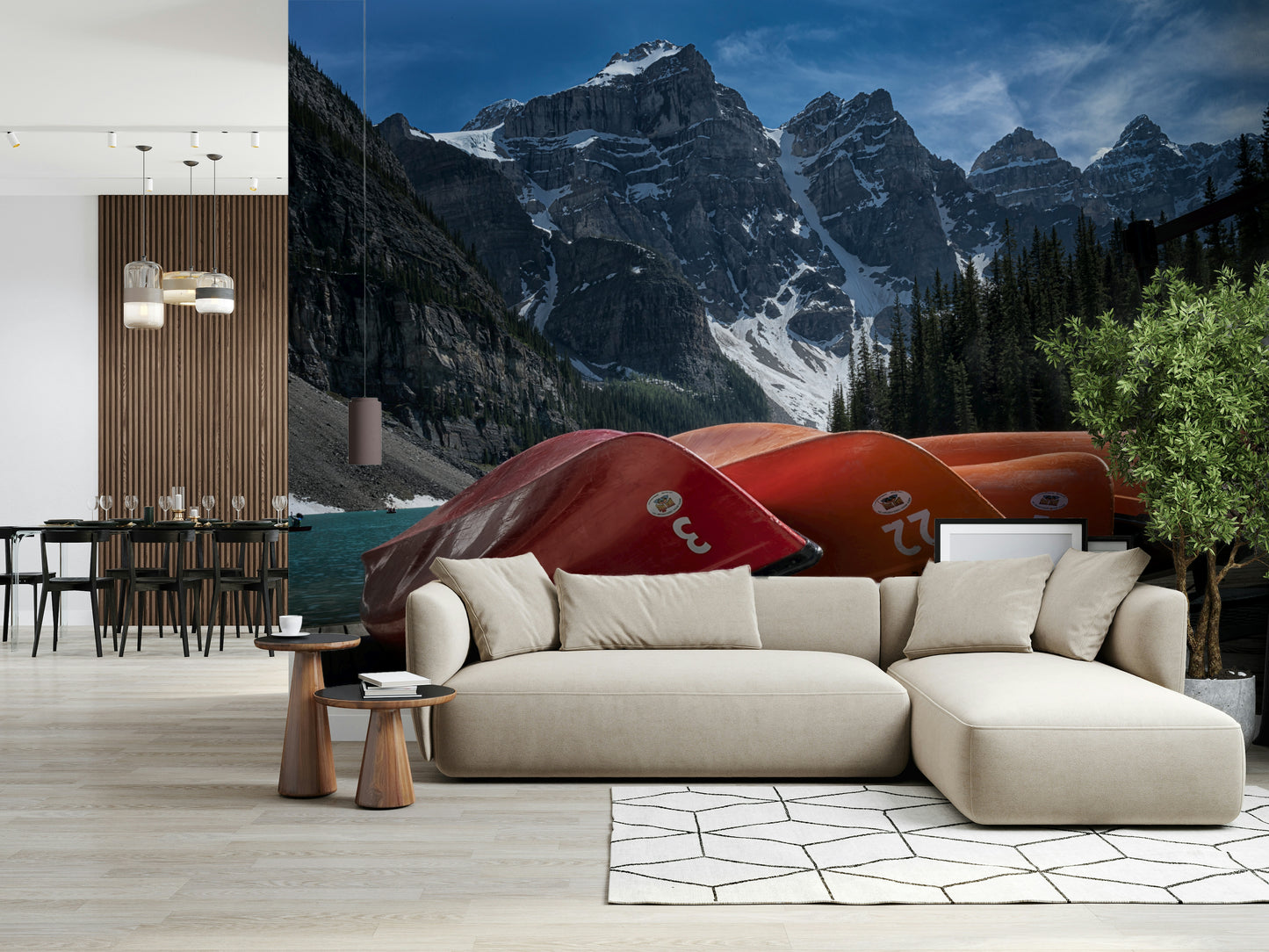 Moraine Lake Canoes Wall Mural -2321250