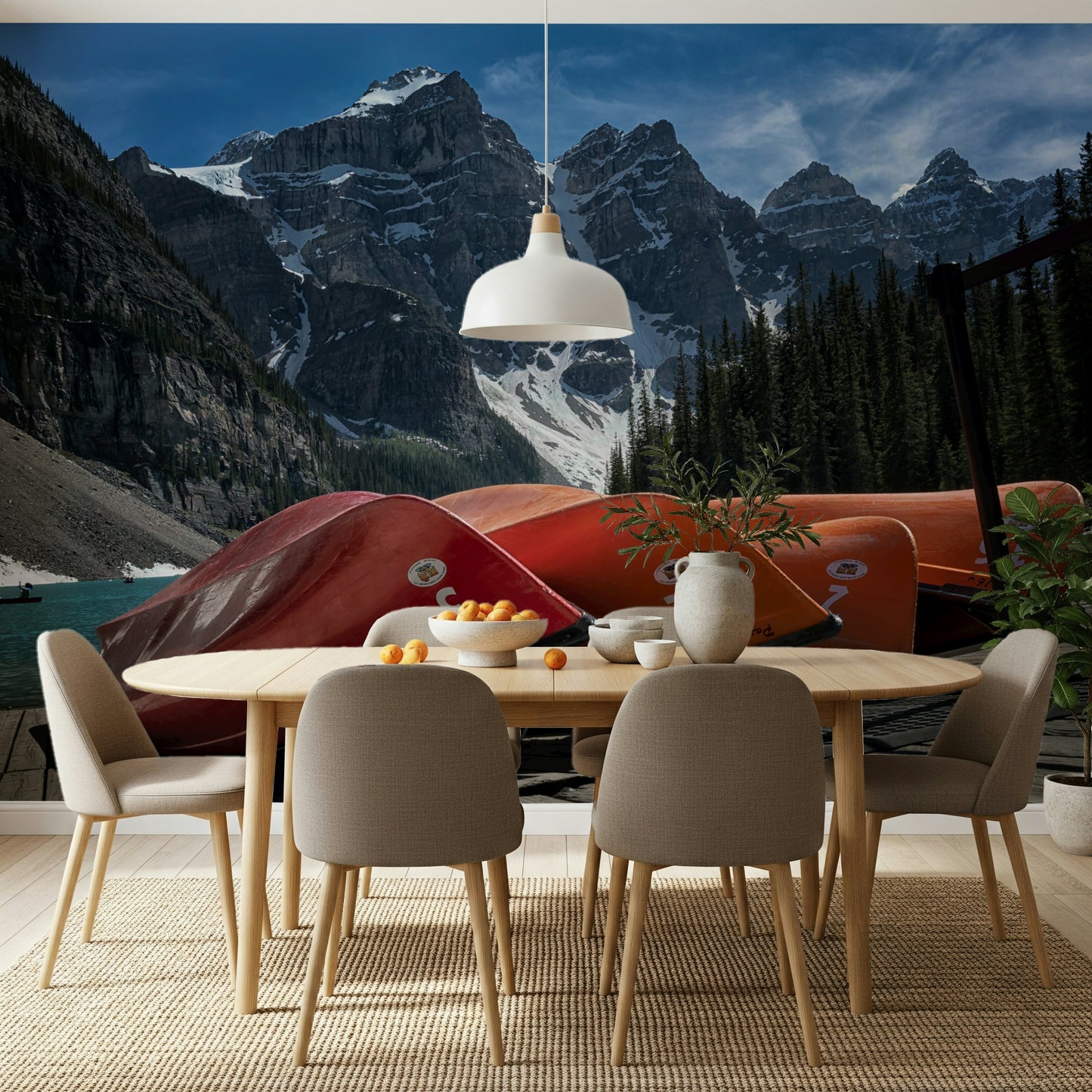 Moraine Lake Canoes Wall Mural -2321250
