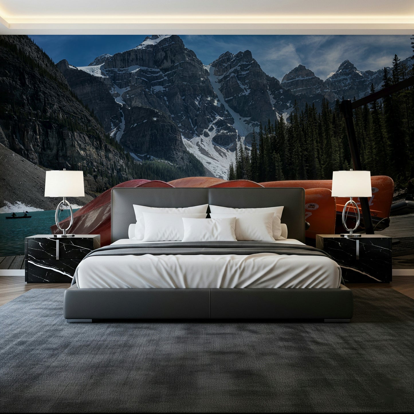 Moraine Lake Canoes Wall Mural -2321250