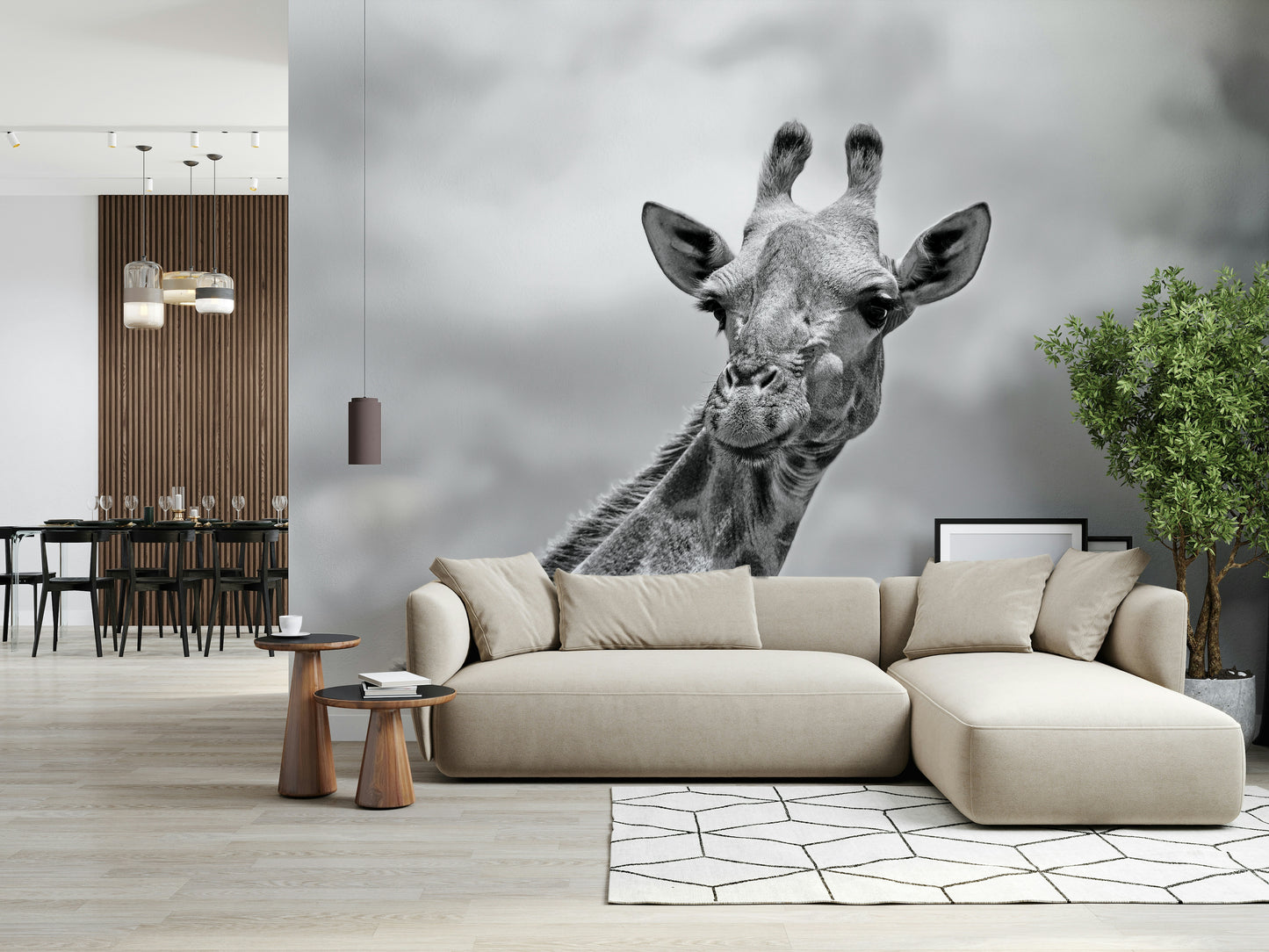 Giraffe in Gray Wall Mural -2322109