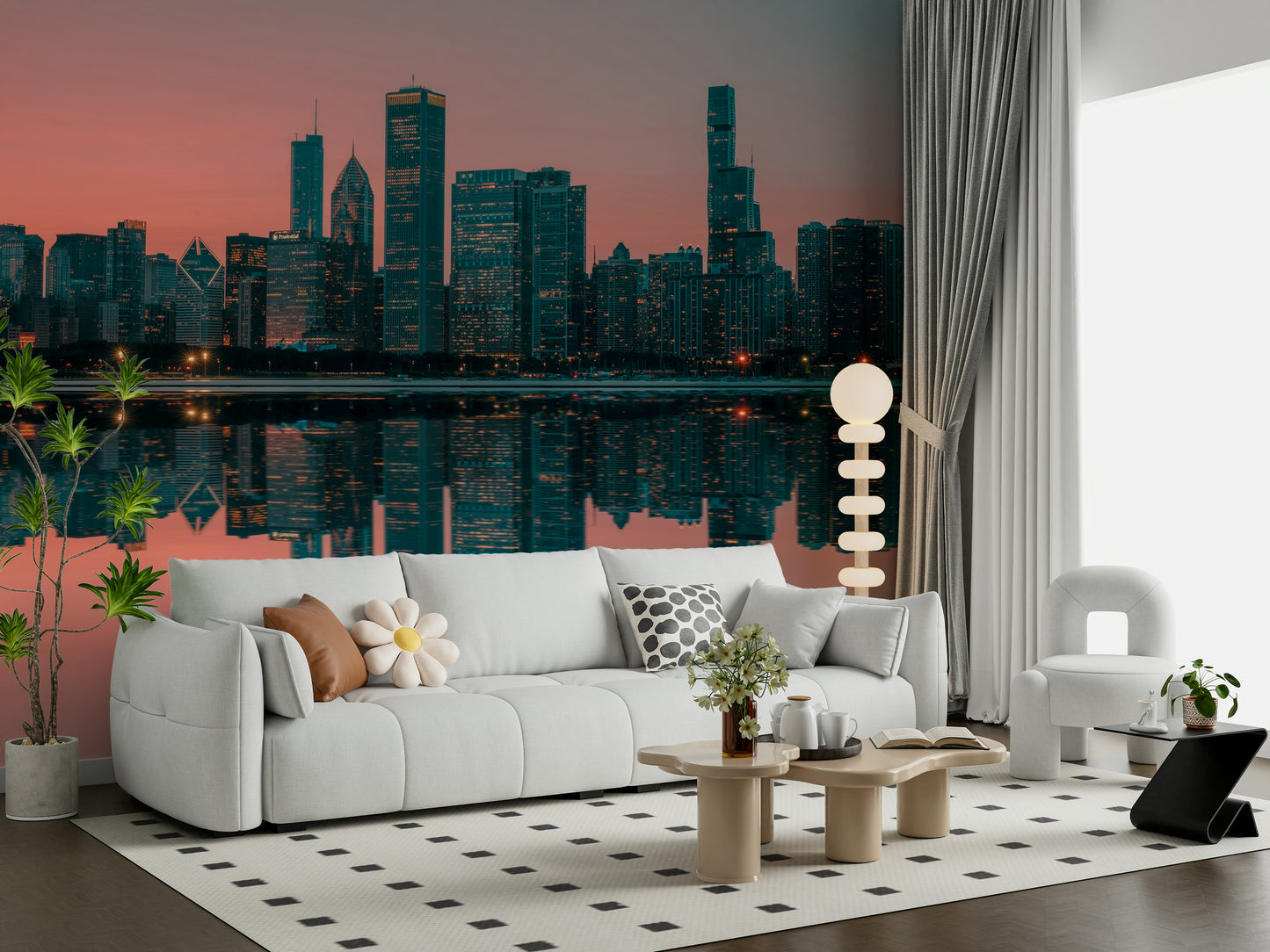 City Lights Reflected Wall Mural -2598150