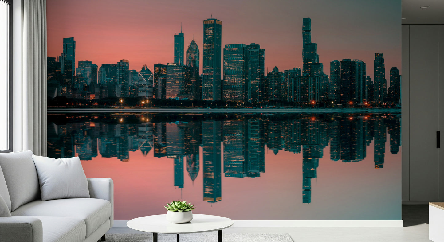 City Lights Reflected Wall Mural -2598150