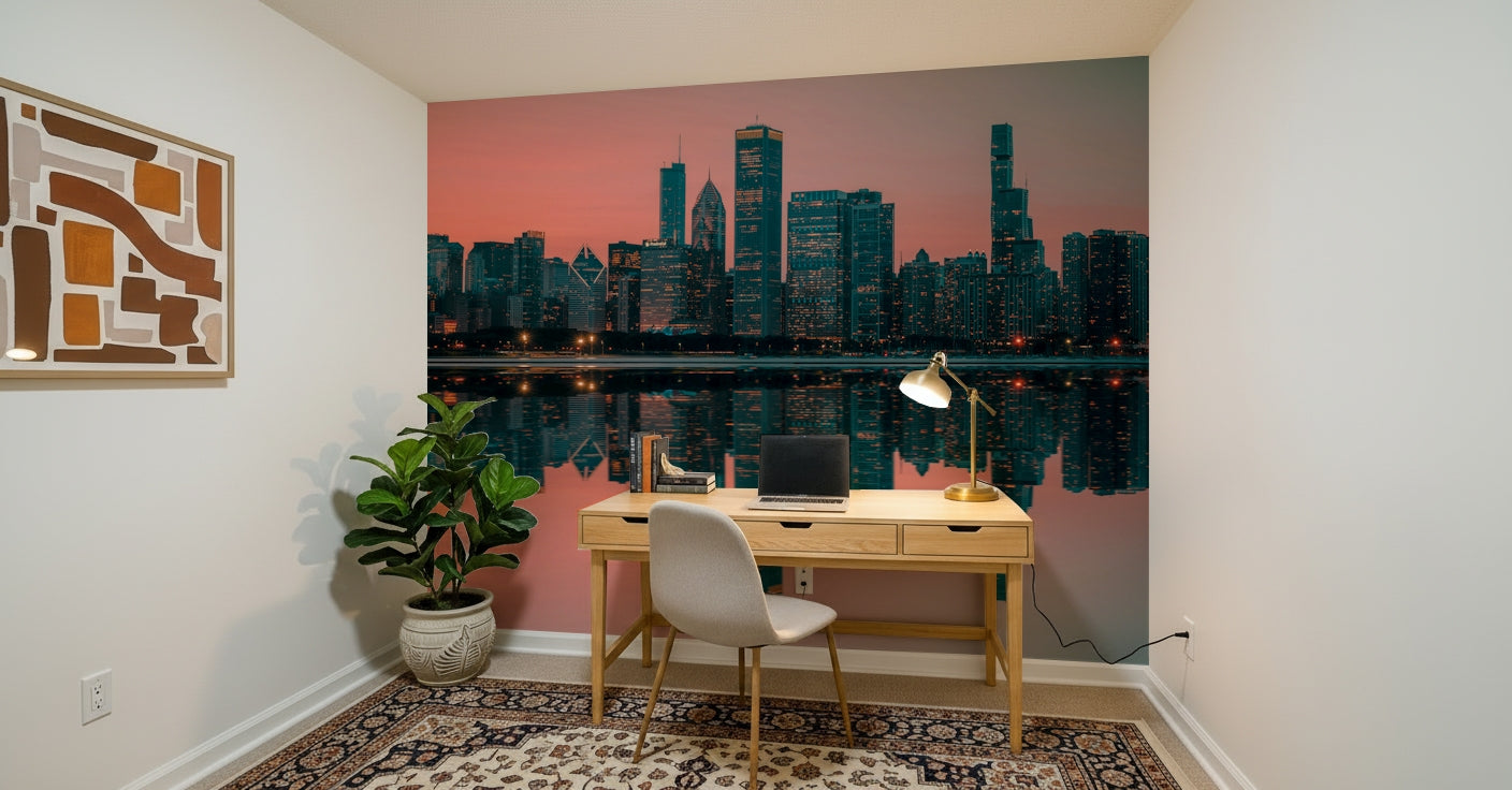 City Lights Reflected Wall Mural -2598150