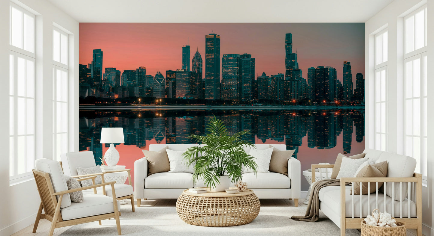 City Lights Reflected Wall Mural -2598150