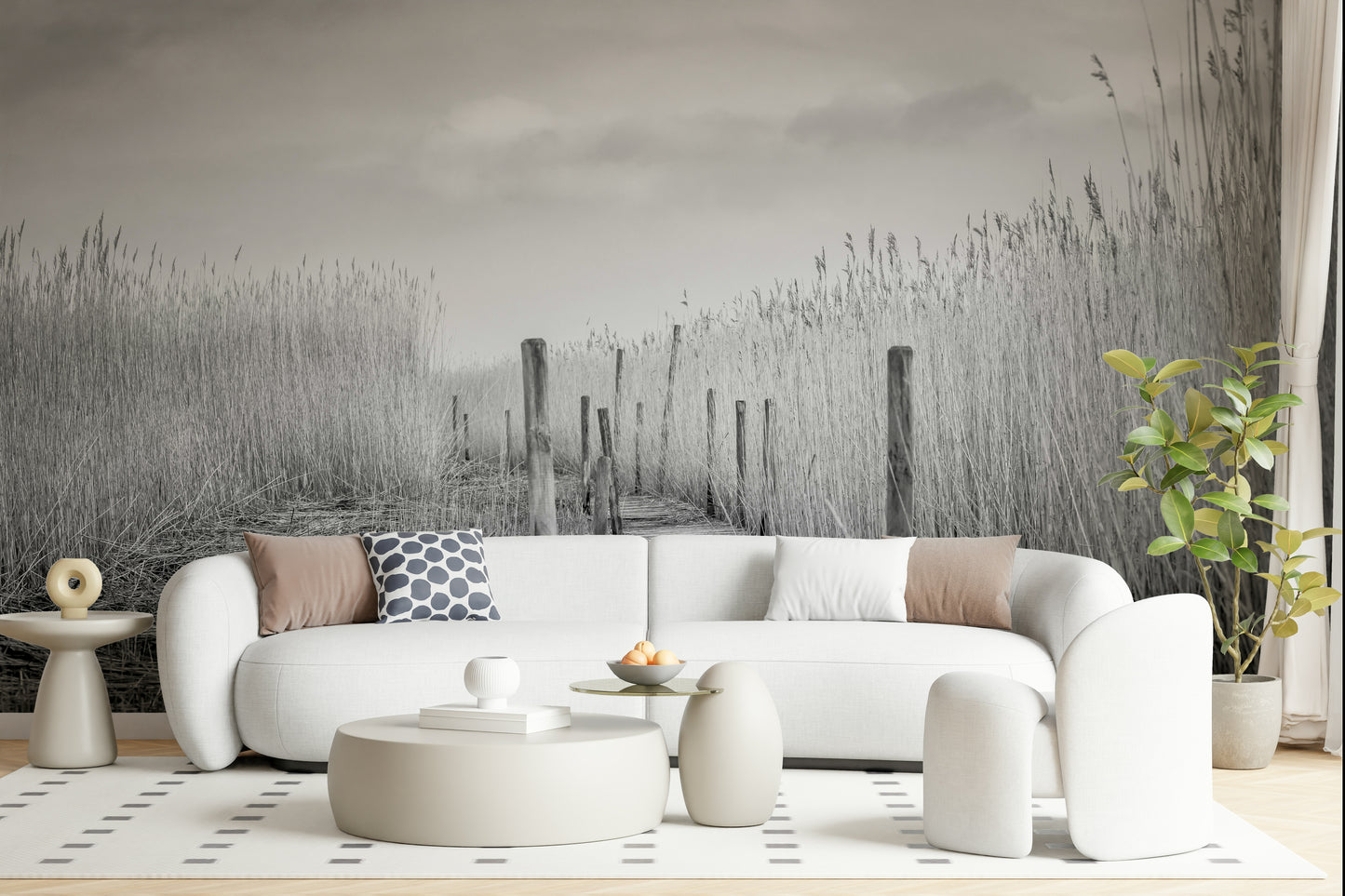 Monochrome Marsh Path Wall Mural -2487649