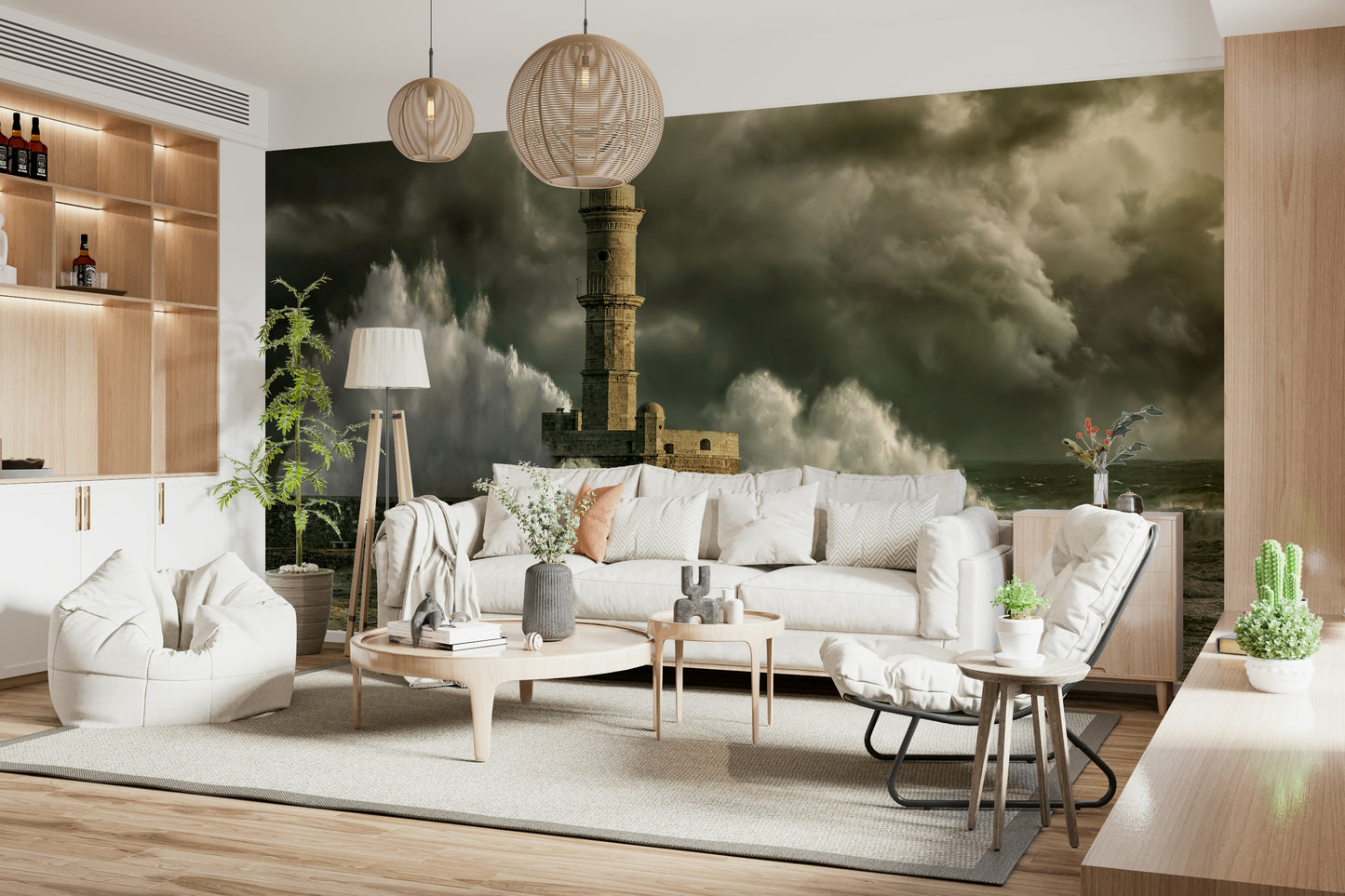 Lighthouse Storm Wall Mural -2315690