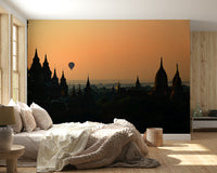Decorative wall mural showcasing the iconic Bagan temples bathed in dawn glow.