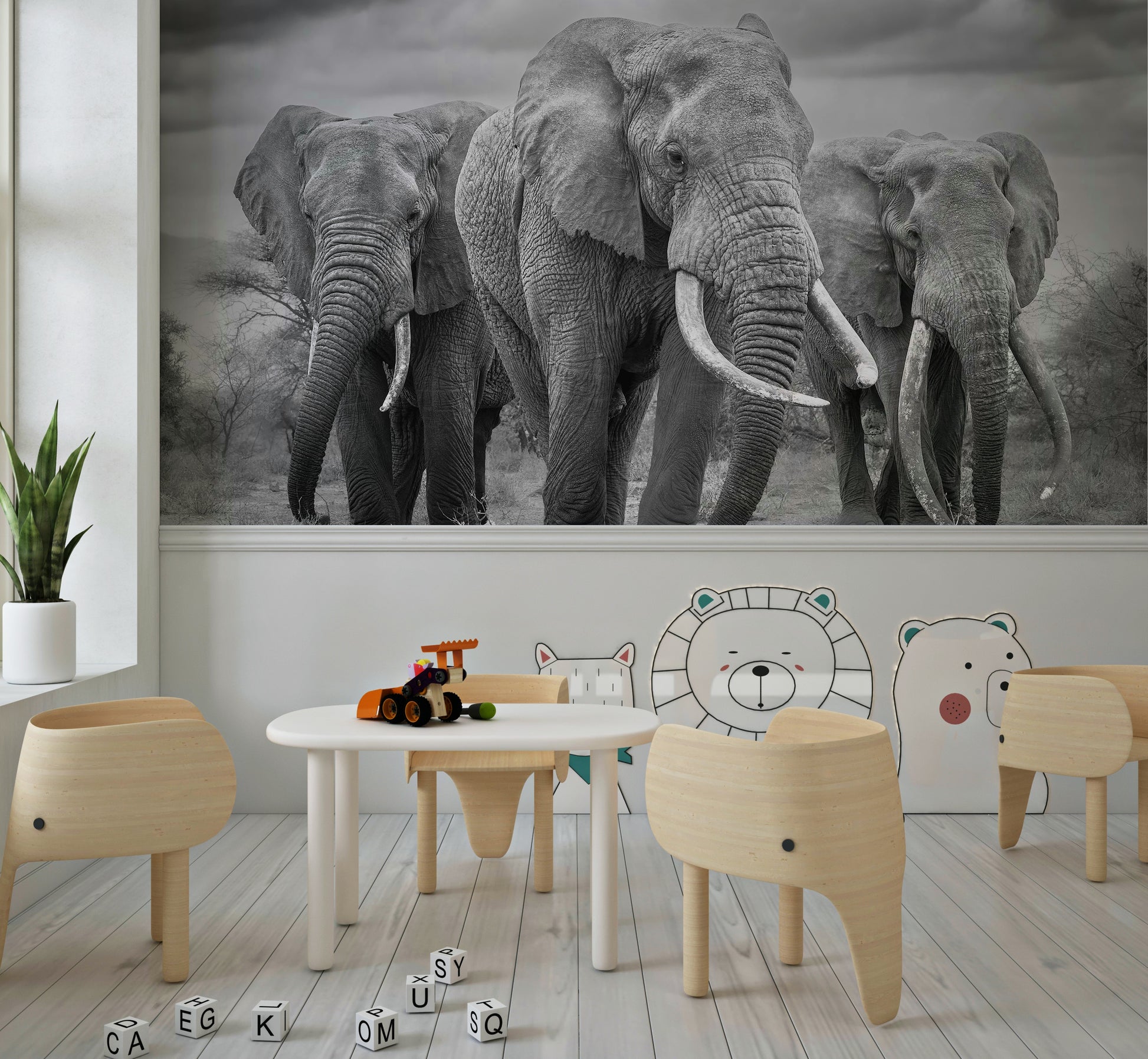 Elephant Majesty Wallpaper — noble elephant illustration conveying strength and tranquility.
