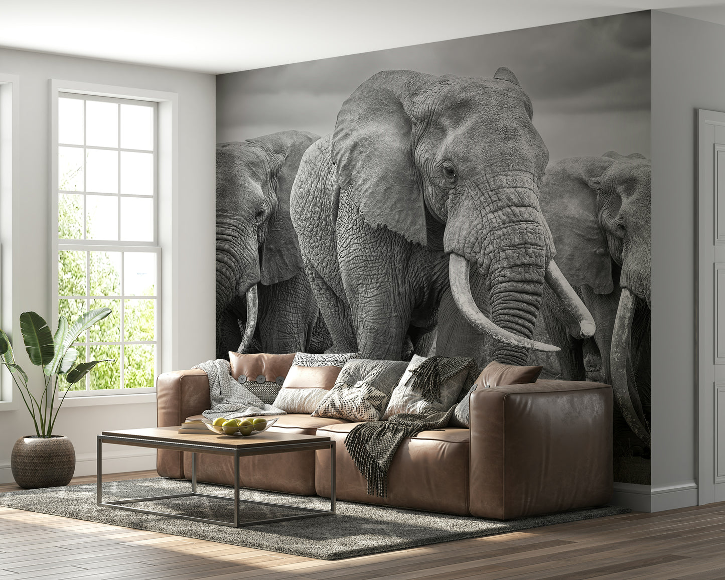 Wall mural with a majestic elephant captured in realistic, lifelike detail.