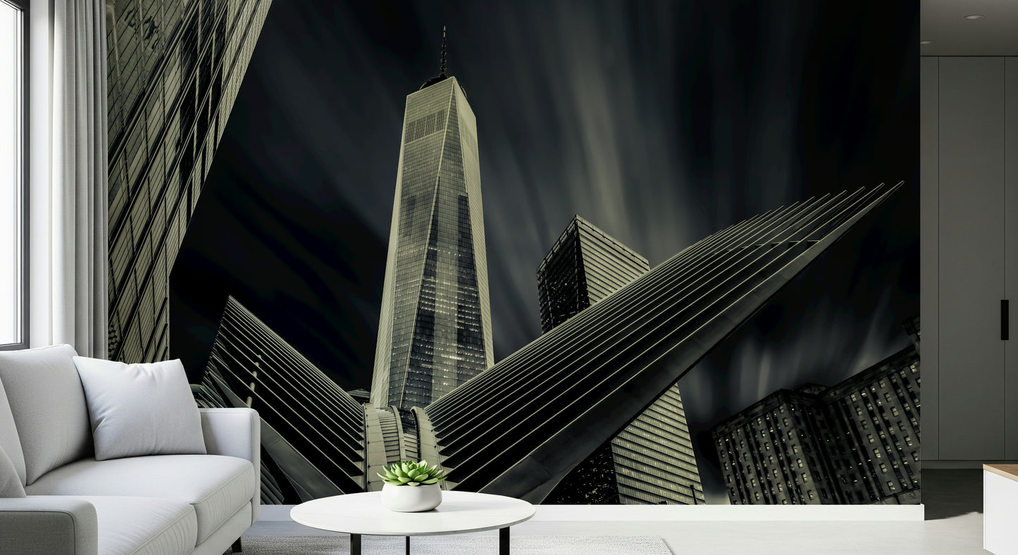 NYC Architectural Drama Wallpaper — contemporary city skyline with architectural depth and intensity.