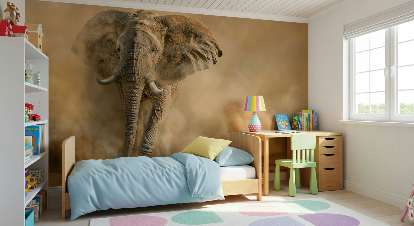 Abstract desert wallpaper with powerful dust storm textures for bold interiors.