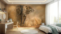 Dust Storm Charge Wall Mural — intense desert storm scene with textured dust clouds.