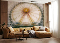 Golden Ride Wall Mural – Scenic mural featuring a bicycle bathed in golden sunlight, evoking warmth and nostalgia.