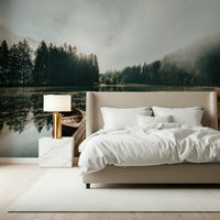Sunrise Over the Dock Wall Mural – Beautiful mural showing gentle dawn hues over a peaceful harbor.
