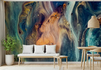 Cosmic Flow Wall Mural – Vibrant depiction of swirling galaxies, colorful nebula clouds, and interstellar textures.