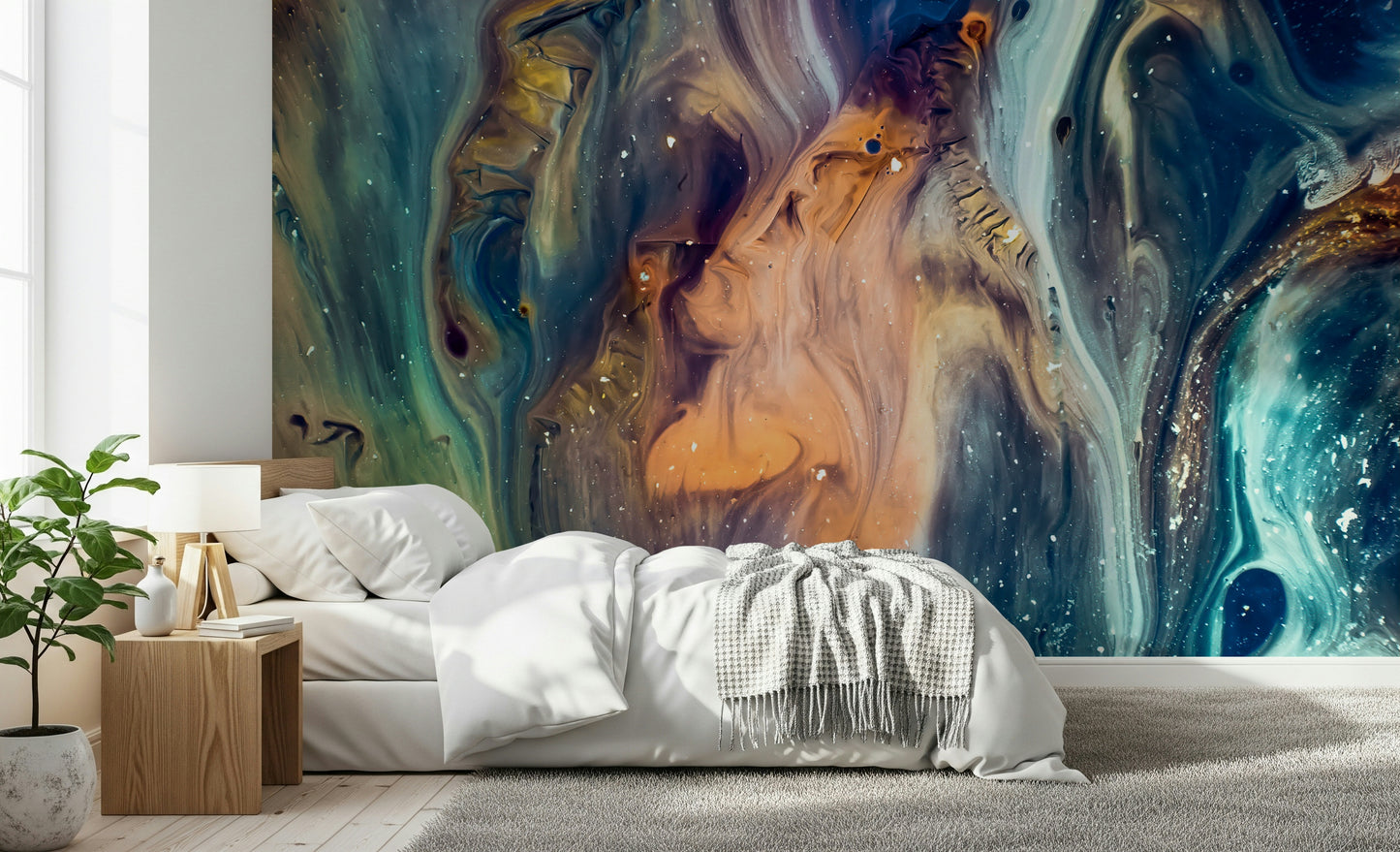 Interstellar Flow Wall Mural – Fluid, abstract universe design capturing the beauty and mystery of outer space.