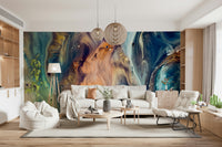 Vibrant Galaxy Wall Mural – Swirling colors and fluid textures creating an immersive celestial environment.