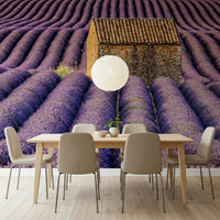 Nature-inspired wall mural with lush lavender blooms for a calming decor statement.