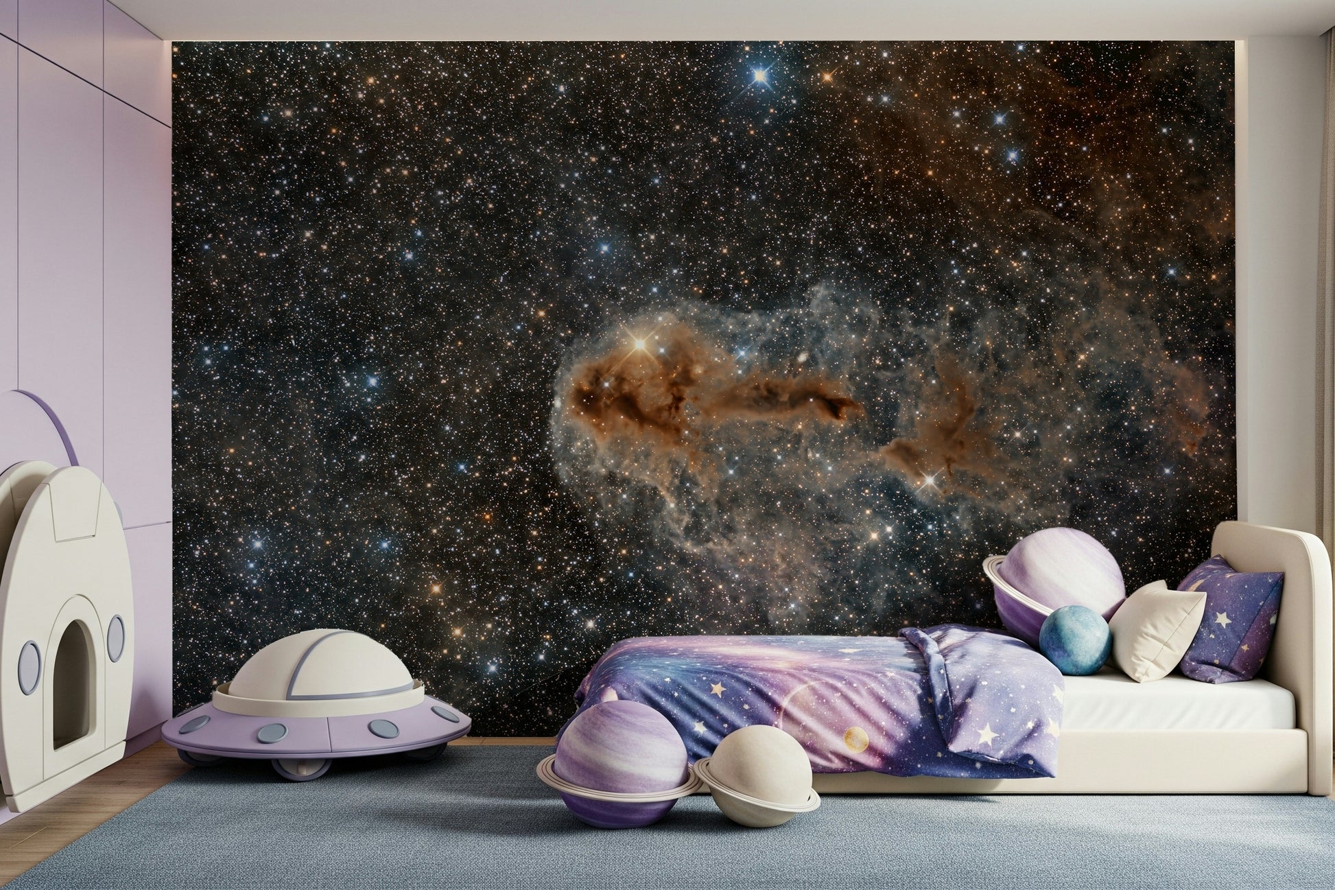 Night Sky Canvas Wall Mural adding depth and dreamy elegance to modern interiors.