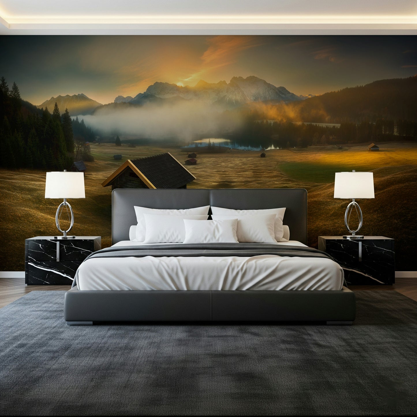 Alpine Dawn Hut Wall Mural -2310949