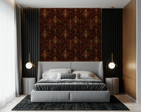 Ruby Deco Radiance wallpaper creating a striking, sophisticated accent wall.