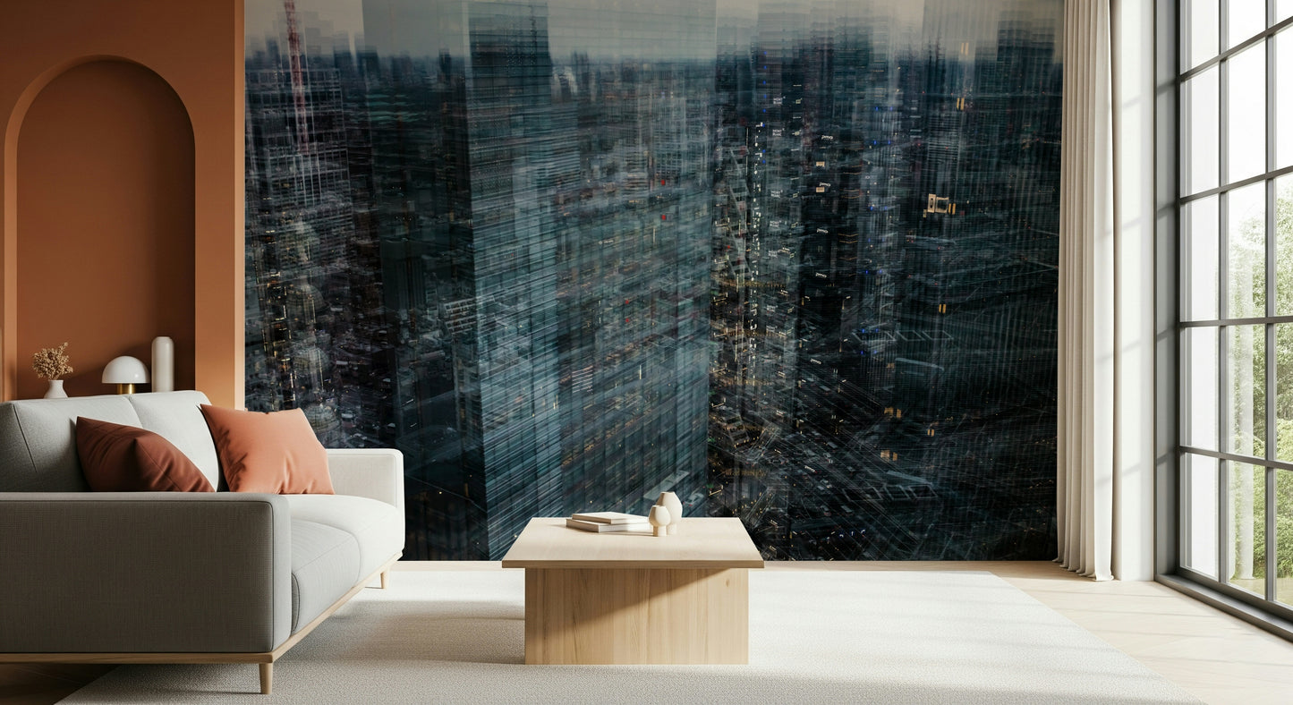 Glamorous ruby-toned wall mural combining modern style with classic Deco flair.