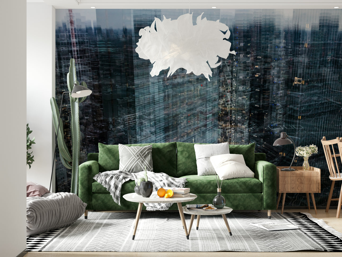 Ruby Deco Radiance wall mural with elegant, symmetrical patterns and deep red hues.