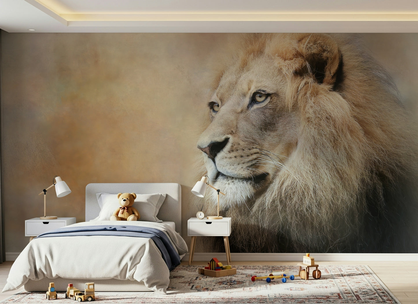 King of the Jungle Wall Mural – Regal lion mural capturing the essence of pride, courage, and dominance.