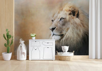 Golden Lion Wall Mural – Realistic lion design with warm earthy hues, evoking power and elegance.