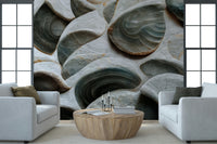 Wall mural resembling carved stone blocks for stylish and contemporary interiors.