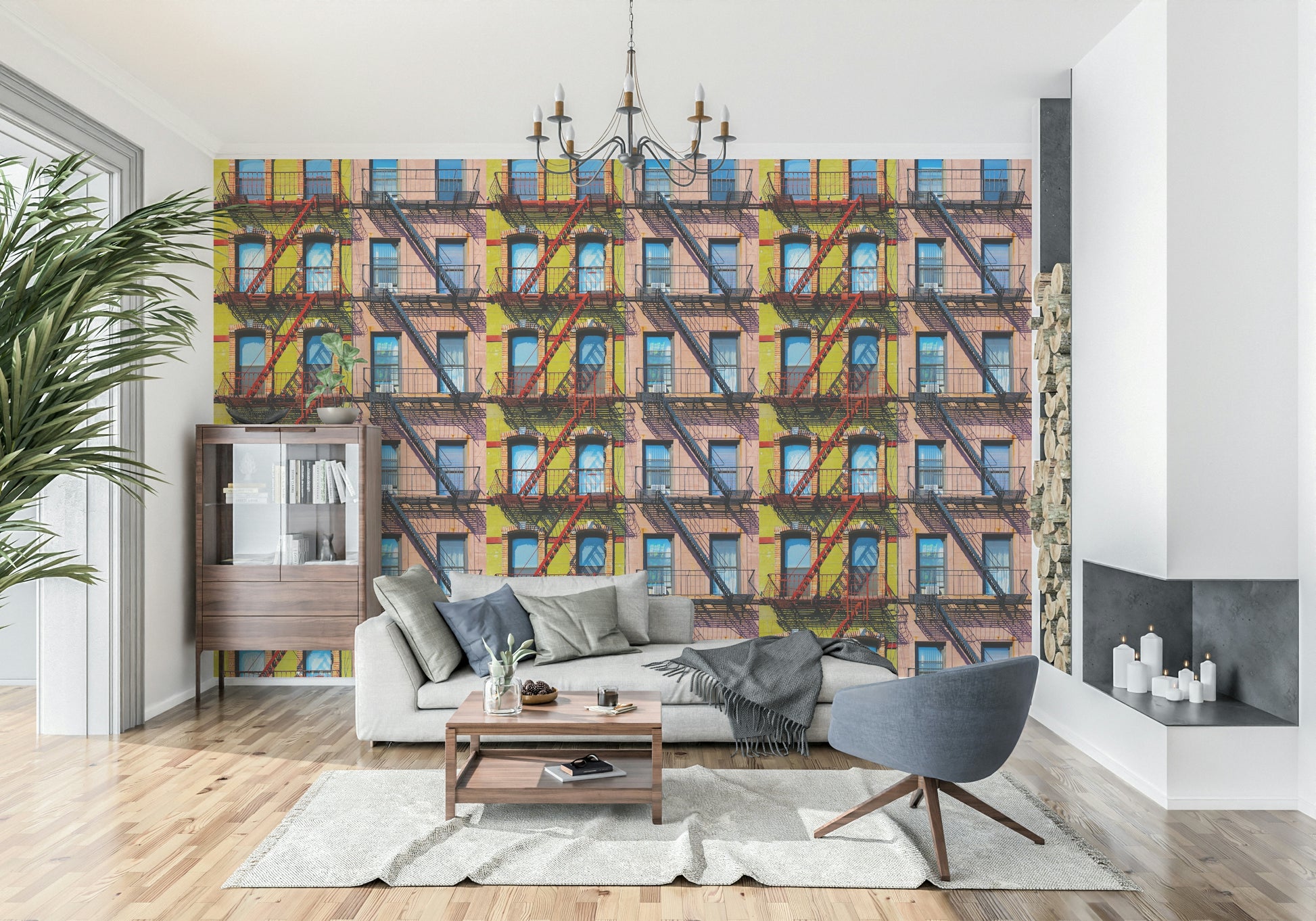 City Rhythm wallpaper creating a lively, contemporary atmosphere for interiors.