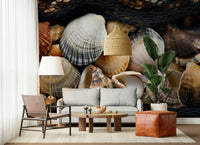 Coastal wall covering with treasures of the sea, perfect for a calm, nautical look.