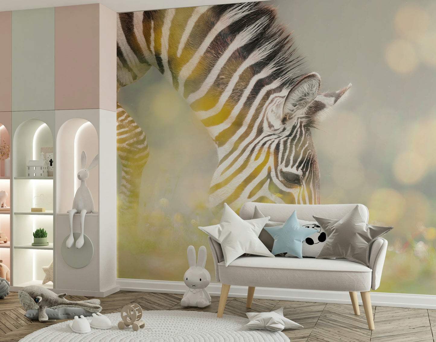 Zebra's Grazing Gaze Wall Mural