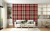 Crimson Plaid wallpaper with classic red and deep crimson check pattern for stylish walls.