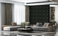 Bronze floral wallpaper featuring detailed, whimsical patterns for home decor.