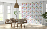 Soft oil-painted floral wallpaper with expressive impasto brushstrokes.