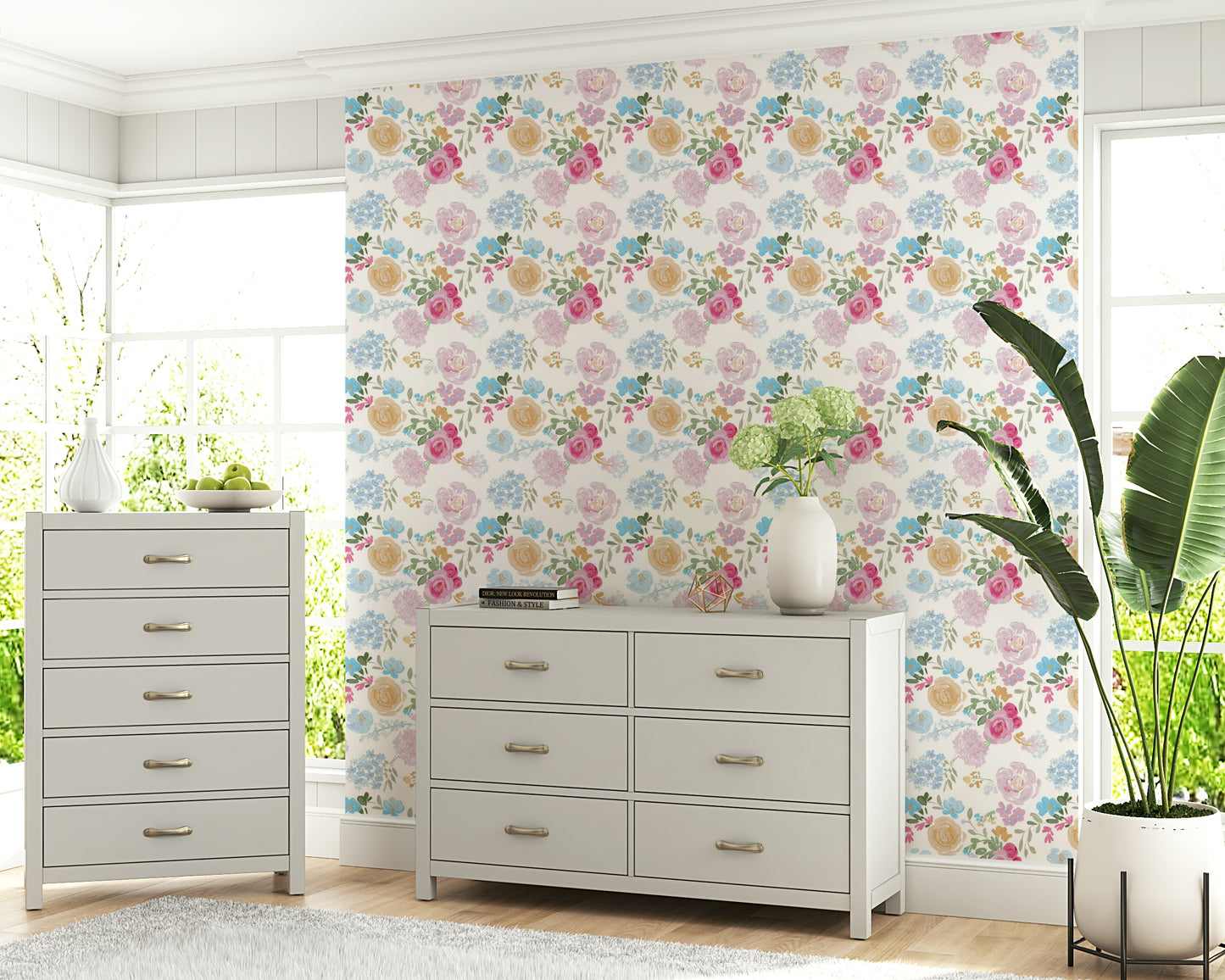 Painterly Petals wallpaper showcasing dreamy, oil-painted flower textures.